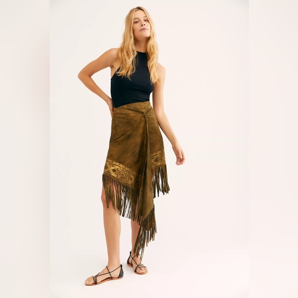 NWT Free People X Brenda Knight Riverbend Suede Skirt - Picture 15 of 15